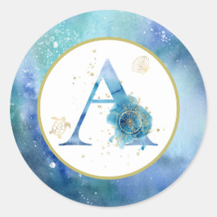 Rond *~* LETTRE A - Sticker d'enveloppe nautique de pla