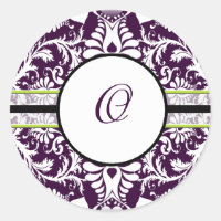 LETTRE D'AUTRE Sticker initial pourpre Damask O Ma
