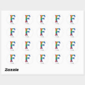 Rond Lettre initiale colorée F Sticker (Feuille)