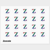 Rond LETTRE INITIALE COLORÉE Sticker Z (Feuille)