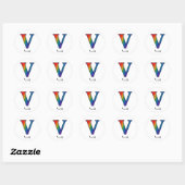 Rond LETTRE INITIALE COLORÉE V Sticker (Feuille)