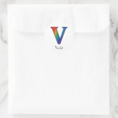 Rond LETTRE INITIALE COLORÉE V Sticker (Sac)
