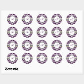 Rond LETTRE INITIALE DE Sticker pourpre Damas X Mariage (Feuille)