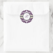 Rond LETTRE INITIALE DE Sticker pourpre Damas X Mariage (Sac)