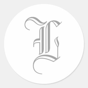 Rond Lettre L Sticker Monogram Gris Vieux Anglais