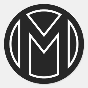 Rond LETTRE M Sticker NOIR