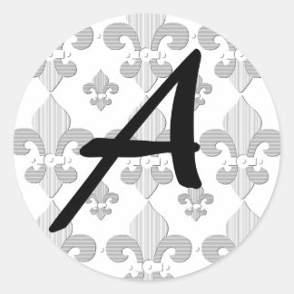 Rond Lettre monogramme A Sticker design Fleur de Lys