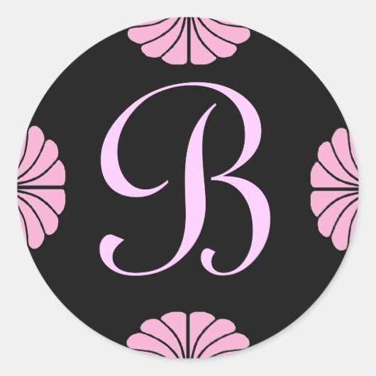 Rond LETTRE MONOGRAPHIQUE B Sticker rose (Devant)