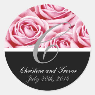 Rond LETTRE MONOGRAPHIQUE C Sticker Roses Roses Roses R