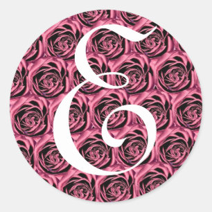 Rond LETTRE MONOGRAPHIQUE E Sticker Roses Rose