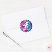 Rond LETTRE MONOGRAPHIQUE F Sticker Rose multicolore (Enveloppe)