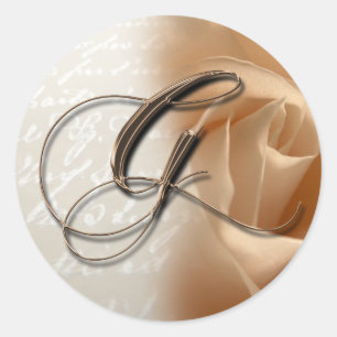 Rond LETTRE MONOGRAPHIQUE G Sticker Mariage Enveloppe