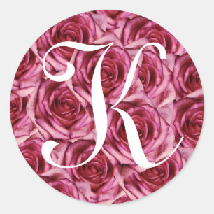 Rond LETTRE MONOGRAPHIQUE K Sticker Roses Rose