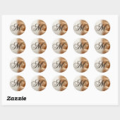 Rond LETTRE MONOGRAPHIQUE M Sticker Mariage Enveloppe (Feuille)