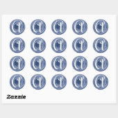Rond LETTRE MONOGRAPHIQUE Sticker Rose Bleu (Feuille)