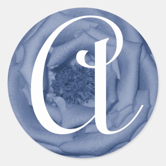 Rond LETTRE MONOGRAPHIQUE Sticker Rose Bleu (Devant)