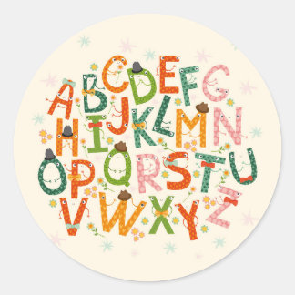 Rond Lettres de l'alphabet drôle coloré Sticker classiq