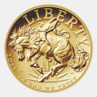 Rond Liberty Horse Coin Classic Round Sticker