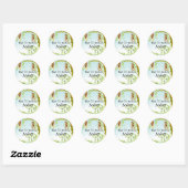 Rond Lil Monkey, Sticker Baby shower garçon (Feuille)