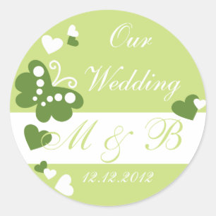 Rond Lime Green Notre Sticker Monogram Mariage