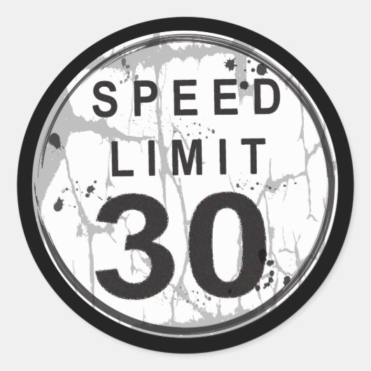 Rond Limite de vitesse Sticker Grungy 30 MPH (Devant)