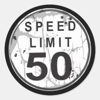 Rond Limite de vitesse Sticker Grungy de 50 mi/h