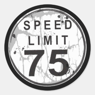 Rond Limite de vitesse Sticker Grungy de 75 mi/h