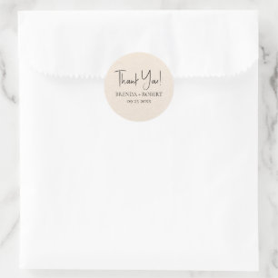Rond Linge beige Simple Script Welcome Sticker