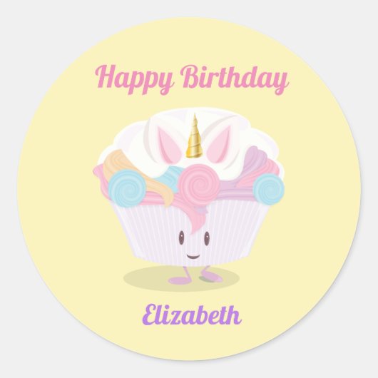 Rond Little Unicorn Cupcake | Sticker (Devant)