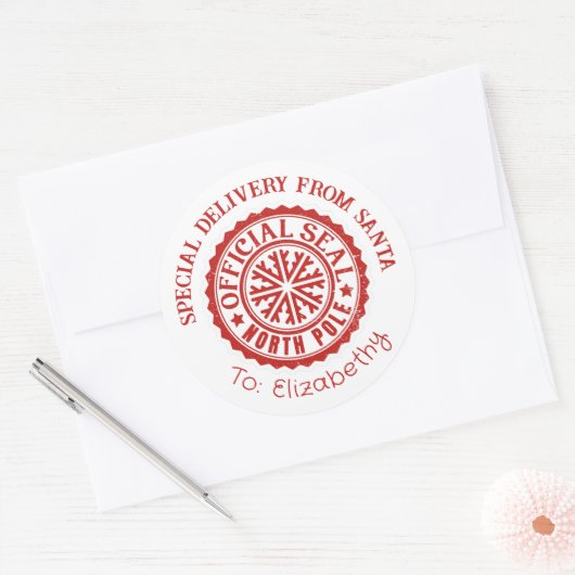 Rond Livraison spéciale Sticker de Noël de Père Noël (Enveloppe)