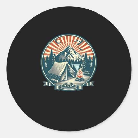 Rond Logo de camping Sticker très Cool (Devant)