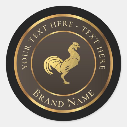 Rond Logo Gold Rooster Classic Round Sticker (Devant)