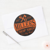 Rond Logo Sticker en orange et noir (Enveloppe)