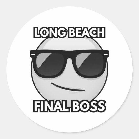 Rond Long Beach Final Boss Cool Emoji Sticker (Devant)
