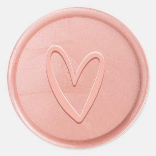 Rond Love Coeur Rose Sticker Cire Rose