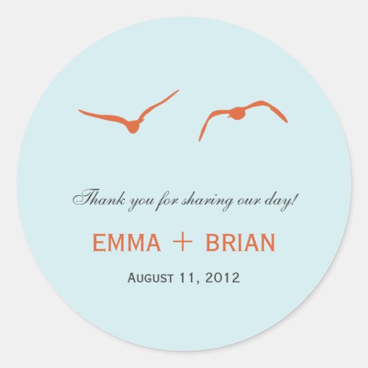 Rond Love Doves Favoriser Sticker /Envelope Seal - Sky (Devant)