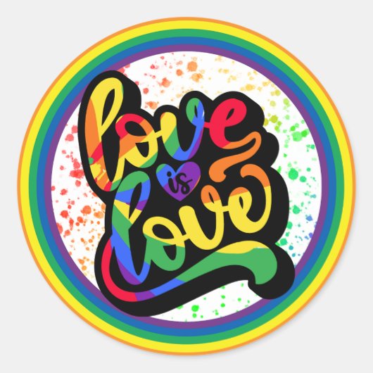 Rond Love is Love Pride Sticker, LGBTQ+ Sticker (Devant)