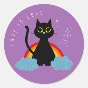 Rond LOVE IS LOVE - Sticker pour chat noir arc-en-ciel