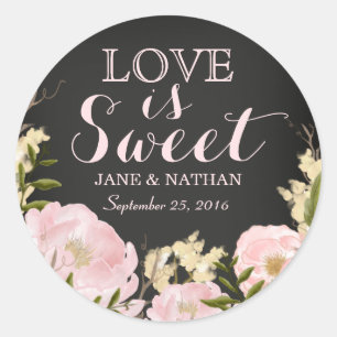 Rond Love is Sweet Chalkboard Mariage Sticker