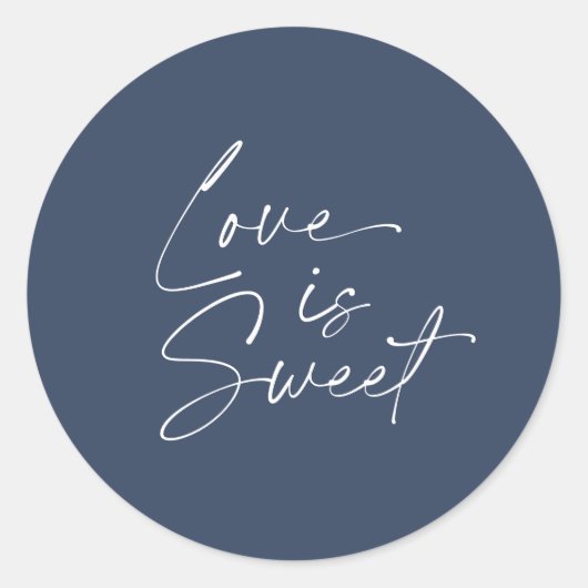 Rond Love is Sweet Mariage Sticker - Marine & White (Devant)