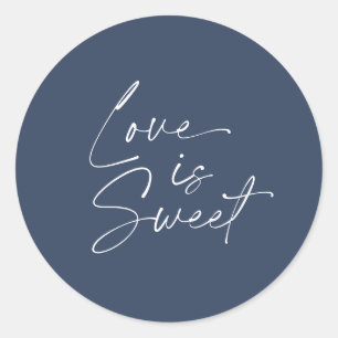 Rond Love is Sweet Mariage Sticker - Marine & White