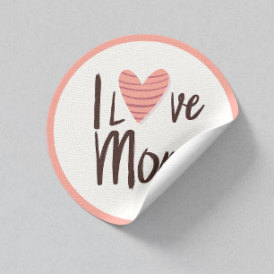 Rond Love Mom Heart Sticker - Mère's Day Cadeau