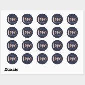 Rond Love Rose Gold Navy Mariage Bleu Sticker (Feuille)