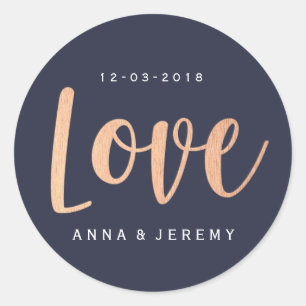 Rond Love Rose Gold Navy Mariage Bleu Sticker