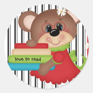 Rond Love to Read mignon Bear Sticker