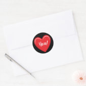 Rond Love You Red Heart Sticker sur Solid Black (Enveloppe)