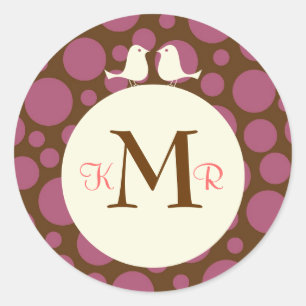 Rond Lovebirds (Polka Dot) Sticker Favor de mariage / S
