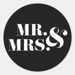 Rond M. et Mme Modern Bold Wedding Favor Sticker