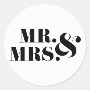 Rond M. et Mme Modern Bold Wedding Favor Sticker
