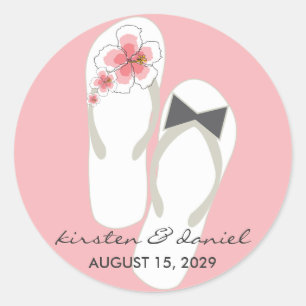 Rond M. & Mme Flip Flops Hibiscus Beach Sticker de mari
